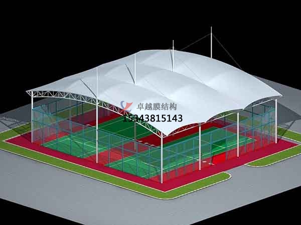 通化網(wǎng)球場膜結(jié)構(gòu)頂蓋/籃球場屋頂/門球場雨棚安裝